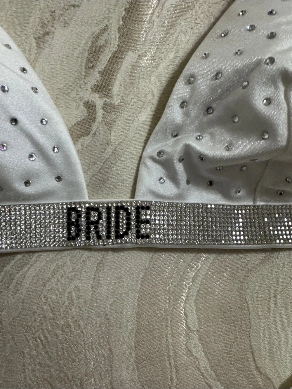 Victoria's Secret White 'Bride' Rhinestone Triangle Bikini Set - Picture 4 of 8
